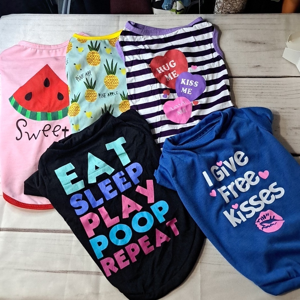 Set Of 5 Dog Or Cat Shirts Size Large See Measurements
